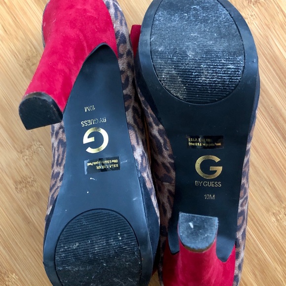 Guess Leopard Print Red Bow Heels Size 10 - Picture 9 of 14